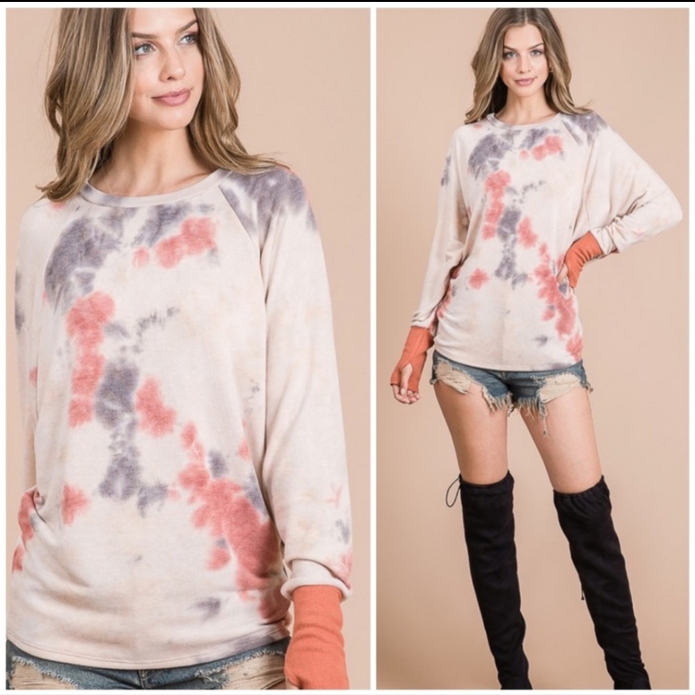New Tie Dye Thumb Hole Long sleeve top